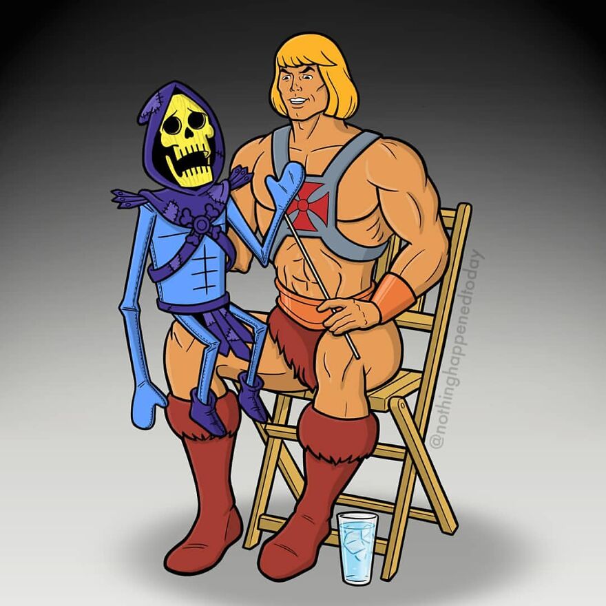Artist Shows In 21 Images That Outside The 'Movie Set', He-Man And The Villain Skeletor Are True Friends