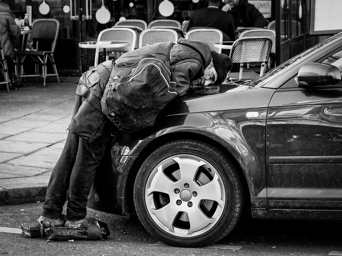 This Man Had Developed The Ability To Sleep Standing, Leaning On The Hood Of A Car. He Preferred Cars With Engines That Were Still A Little Warm. I Don't See Him Anymore