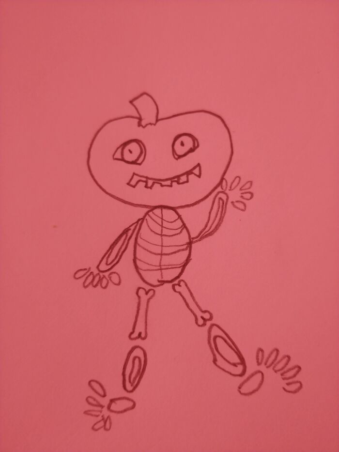 Skeleton With A Pumpkin Head