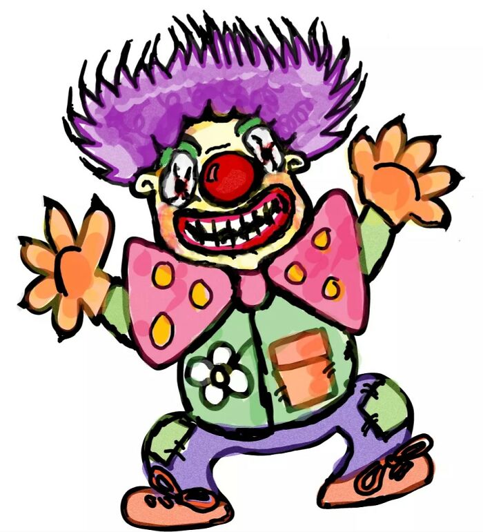 Cute Scary Clown, I Don't Usually Draw Scary Just Cute. 🤡😅