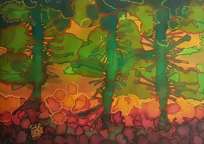 Last Night's Painting: Springtime Walk. Because I Am Sooo Tired Of Winter.