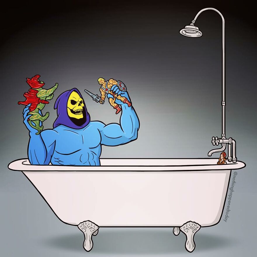 Artist Shows In 21 Images That Outside The 'Movie Set', He-Man And The Villain Skeletor Are True Friends