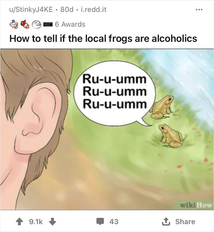 WikiHow image with frogs saying "Ru-u-umm," taking the content humorously out of context.