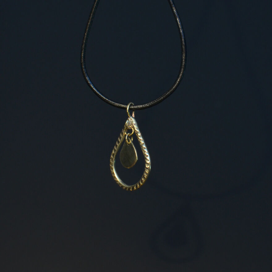 Double Drop-Shaped Brass Pendant