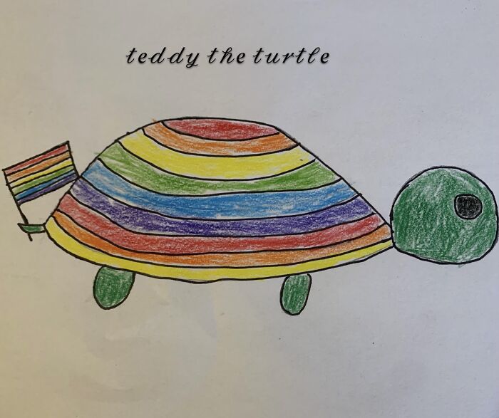 A Drawing I Did. So Basically Thomas Sanders Has A Smol Knitted Turtle Named Teddy, And I Drew A Picture Of It.