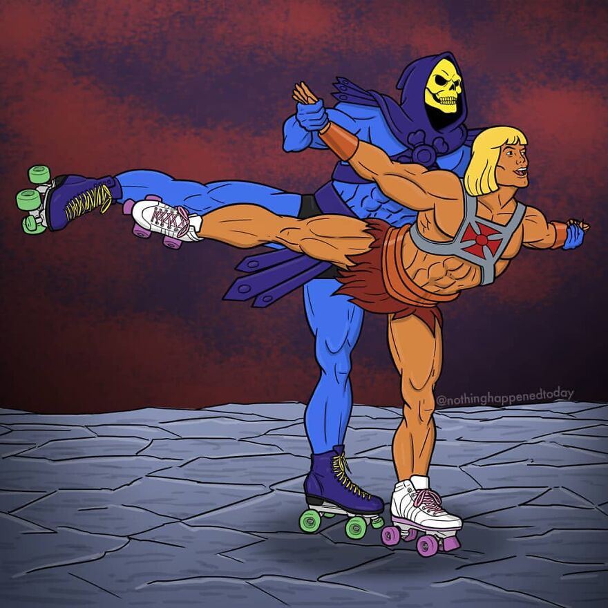 Artist Shows In 21 Images That Outside The 'Movie Set', He-Man And The Villain Skeletor Are True Friends
