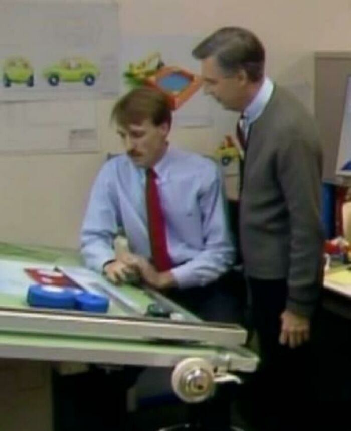 My Dad Showing Mr. Rogers The Process Of Designing Toys On Mr. Rogers Neighborhood (1986)