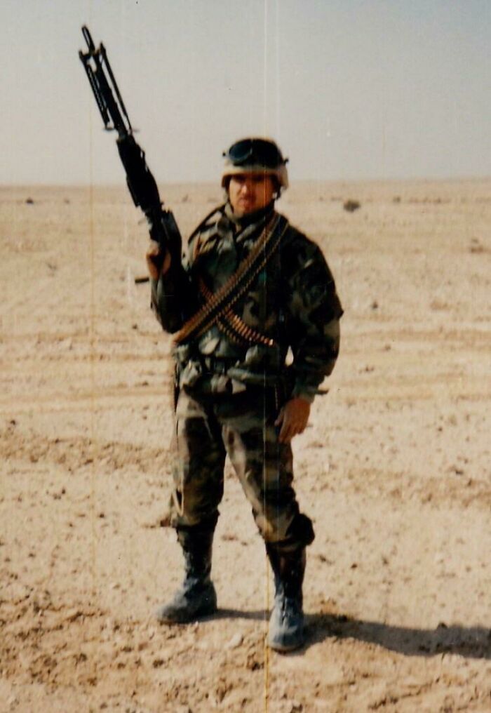 My Dad With His M60, In The 1990-1991 Gulf War