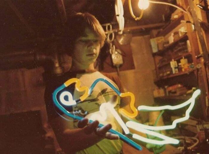 My Dad, Late 70s/Early 80s, Holding The First Neon Sign He Ever Bent