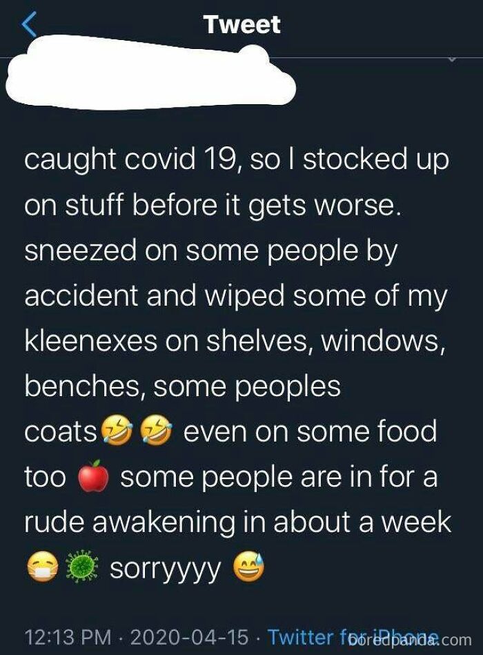 Someone On Twitter Bragging About Spreading The Virus