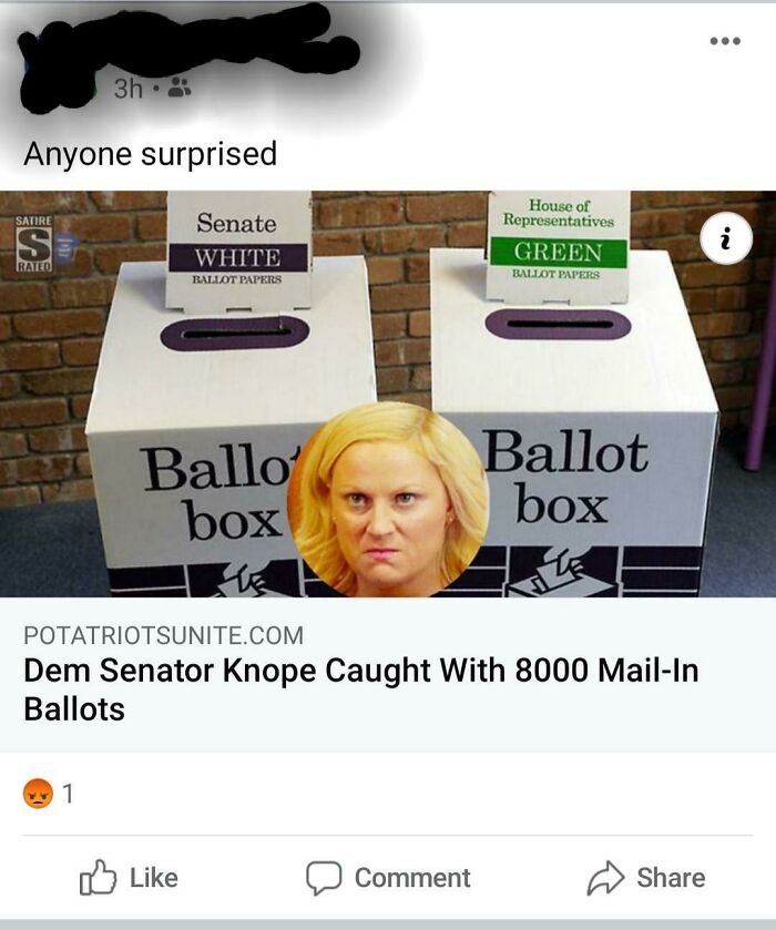 A Very Conservative Family Member Who Always Post Links To Sketchy "News" Articles Took A Bite