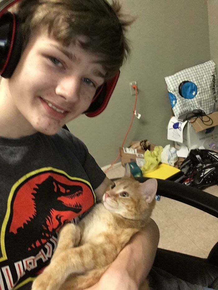 My Kitten Likes To Be Held Like A Baby (Sorry For The Junk In The Background)