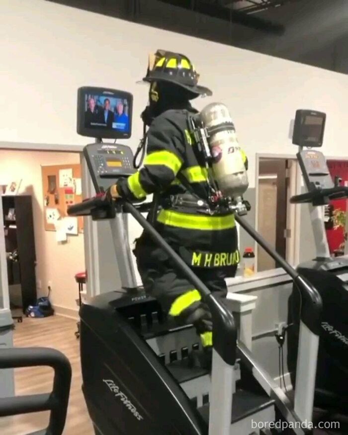 This Morning, Mike Bruno Continued His Tradition On 9/11. Climbing 110 Flights Of Stairs In Full Gear To Honor The Firefighters Who Lost Their Lives