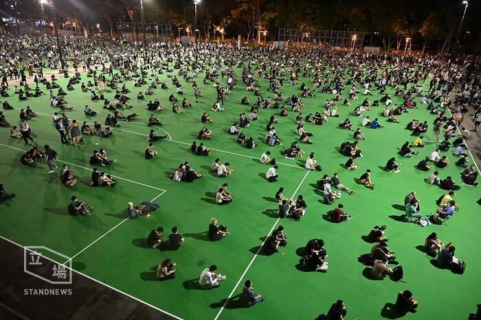 Social Distancing During Tiananmen Massacre Vigil, Victoria Park Hong Kong