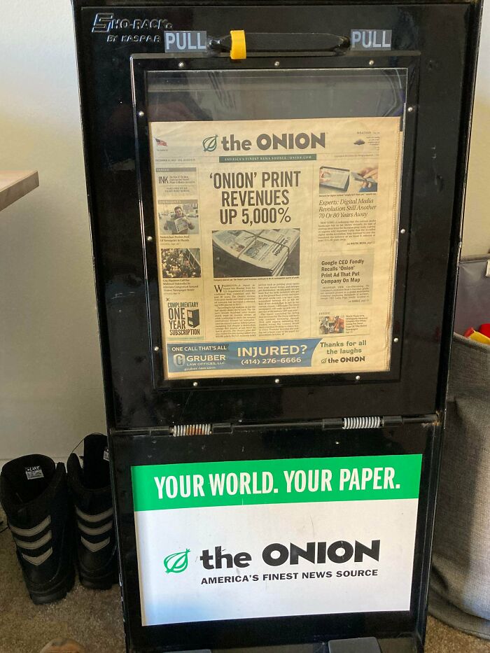 I Have This Onion Newspaper Box With The Last Ever Print Issue Still In The Display Window