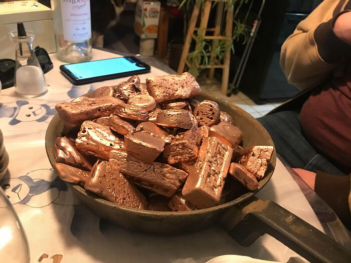 Pan Of Pure Copper Ingots My Brother Has Melted Down From Scrap Metal