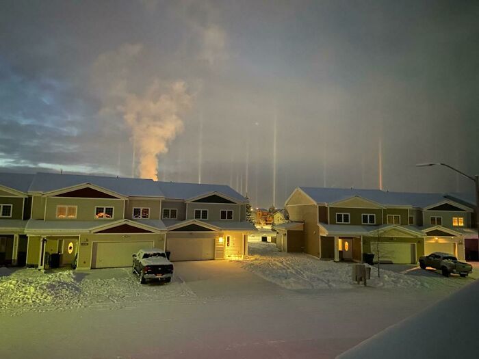 These Light Pillars In Interior Alaska