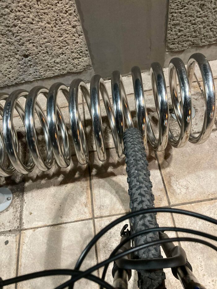 Bike Stand At The Local Metro Station Is To Narrow To Fit A Normal Wheel