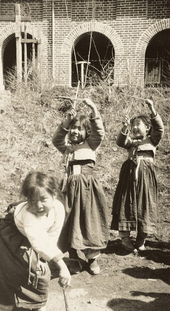 Korean Children Play Near A Church In North Pyongan Province, Japanese Korea (Present-Day North Korea) - 1930s