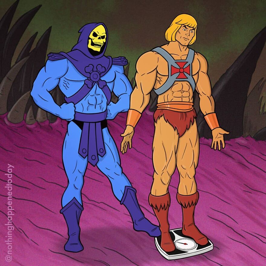 Artist Shows In 21 Images That Outside The 'Movie Set', He-Man And The Villain Skeletor Are True Friends