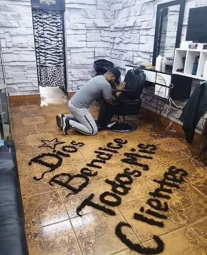 "God Bless All My Clients" Written With... Hair