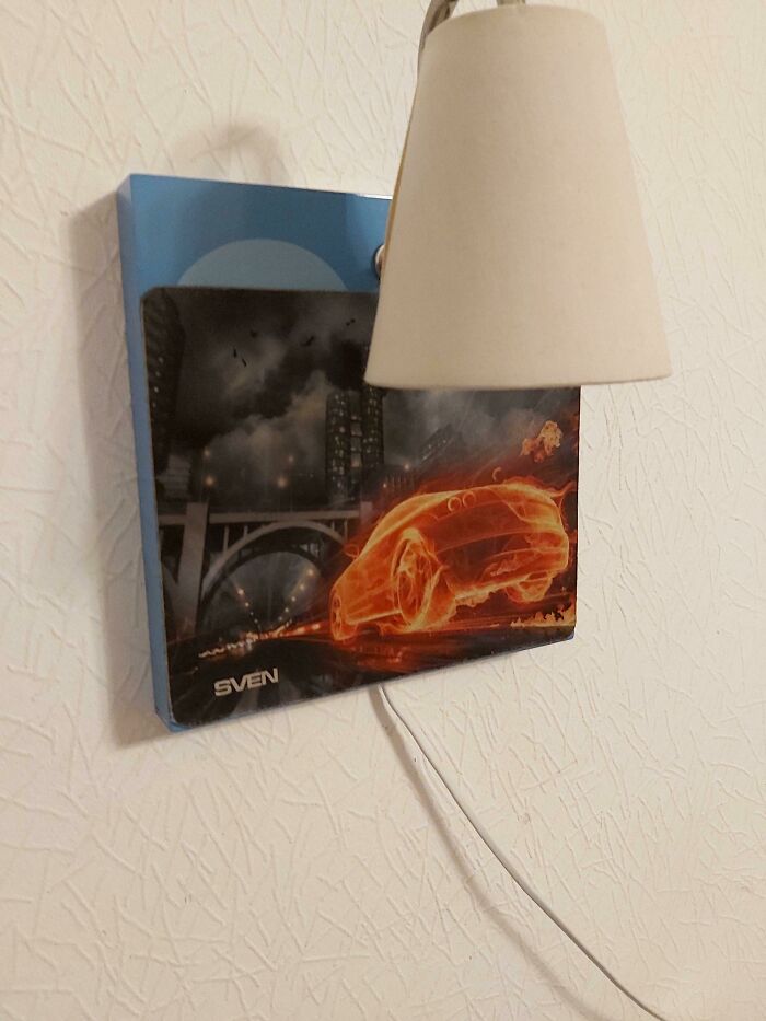 The Way My Mom "Decorated" My Night Light With An Old Mouse Pad