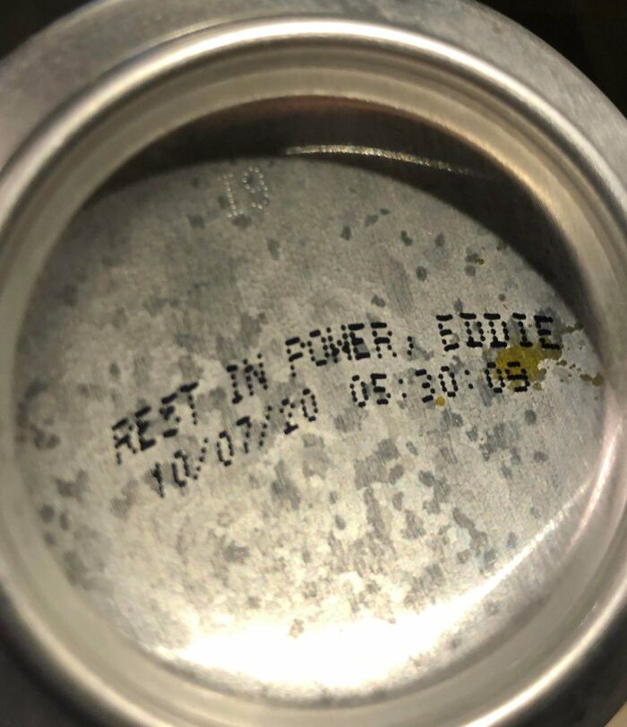 Found A Tribute To Eddie Van Halen On The Bottom Of My Beer