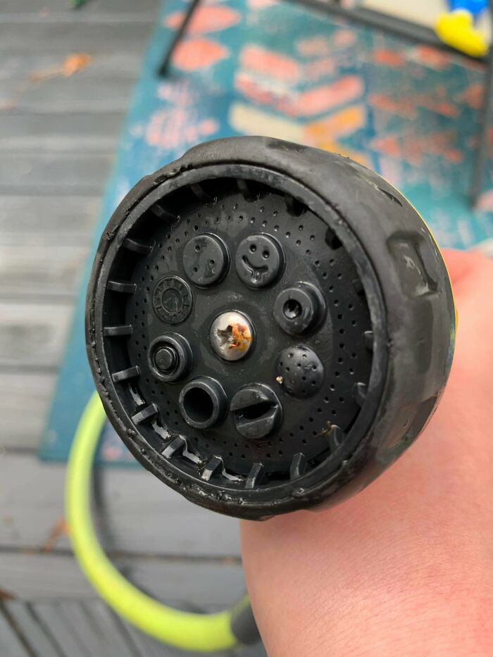 My Garden Hose Nozzle Has A Smiley Face On It .