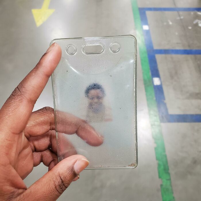 My Id Left An Impression Of My Id Pic On My Badge Holder