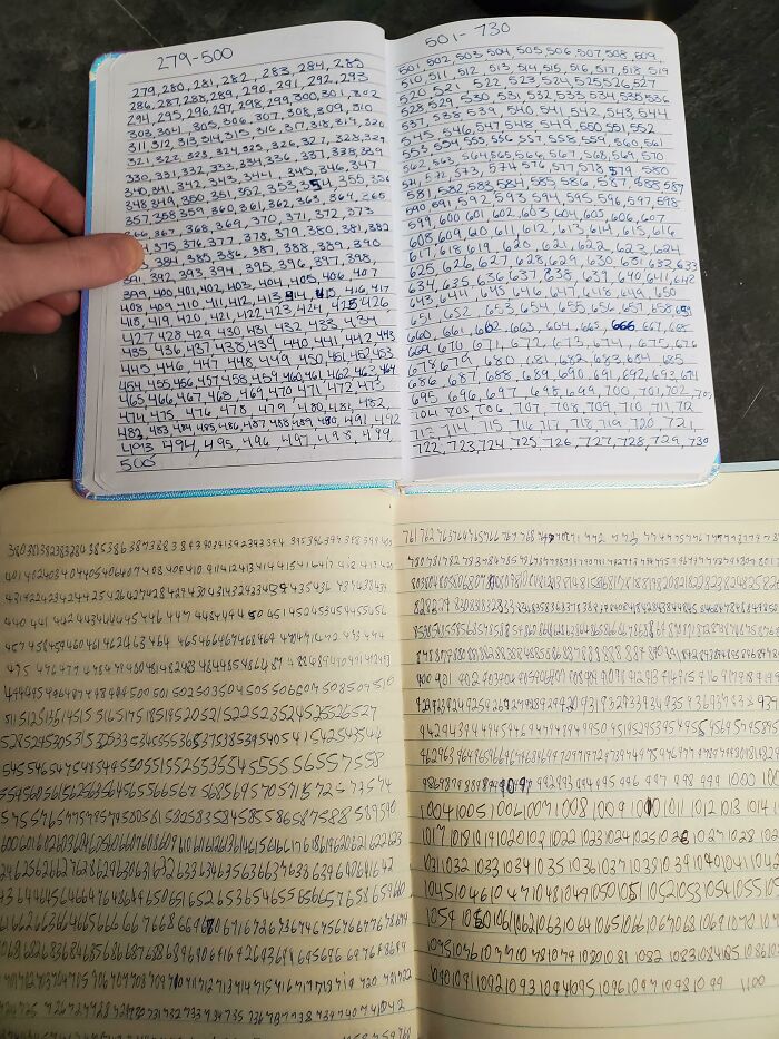My Daughter Showed Me That She's Been Writing Every Number When She Gets Bored. So I Dug Up My Very Old Notebook
