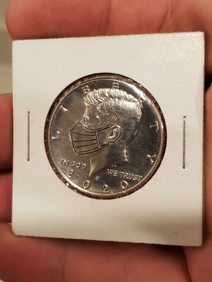 This .50 Piece That Was Engraved With A Mask To Commemorate 2020