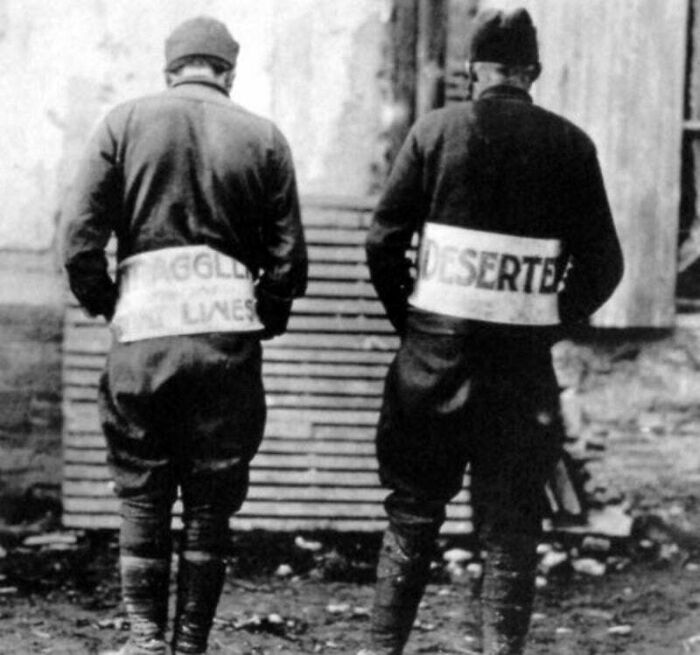 American Deserters Being Publicly Humiliated In Florient, France On November 5, 1918. During Wwi, 2,657 U.S. Servicemen Were Convicted Of Desertion, With 24 Being Sentenced To Death; All Of The Condemned Were Instead Commuted To Prison Terms By President Woodrow Wilson