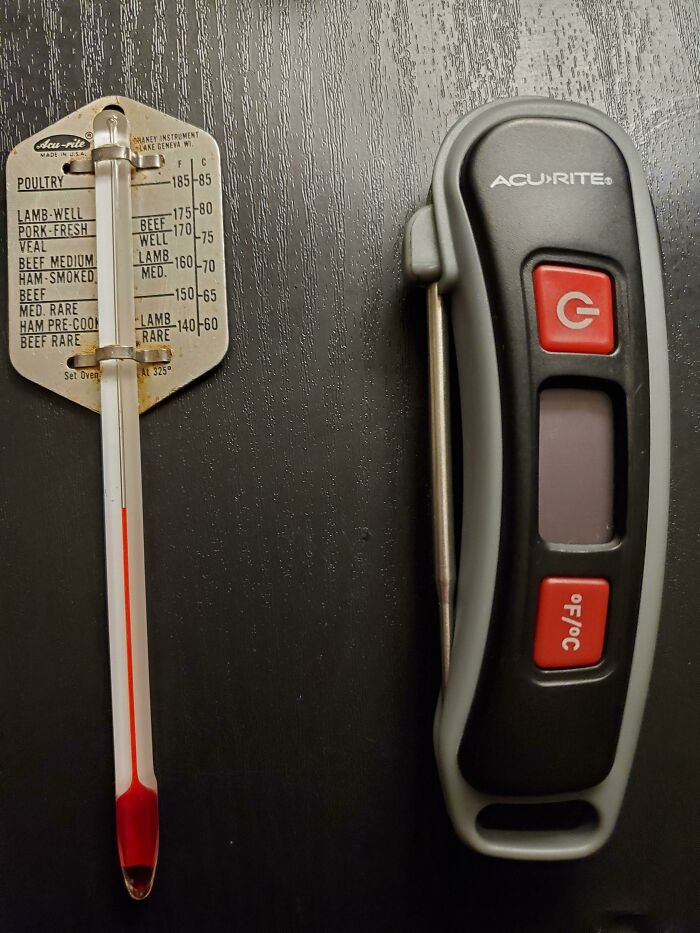 Just Realized I Have A Vintage Meat Thermometer And A Modern One, Both From The Same Company