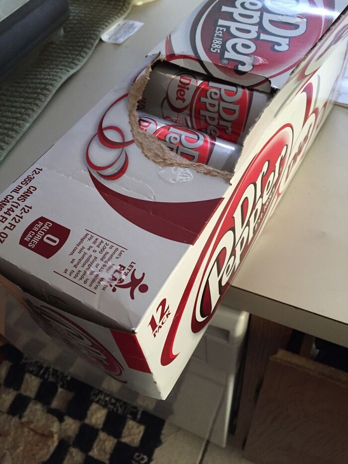 How My Girlfriend Took A Soda Right Before I Put It In The Fridge. Right Next To The Perforated Cutout