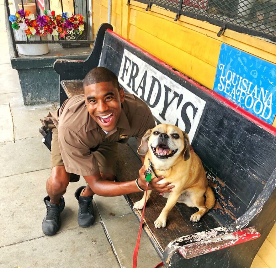 Delivery Man Continues To Take Breaks On The Way To Take Pictures And Pet The Dogs He Meets (New Pics)