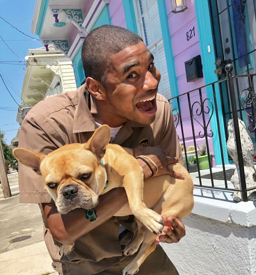 Delivery Man Continues To Take Breaks On The Way To Take Pictures And Pet The Dogs He Meets (New Pics)