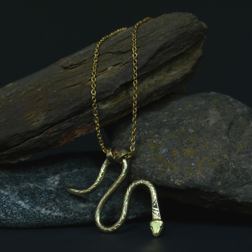 Brass Pendant "Grass Snake"