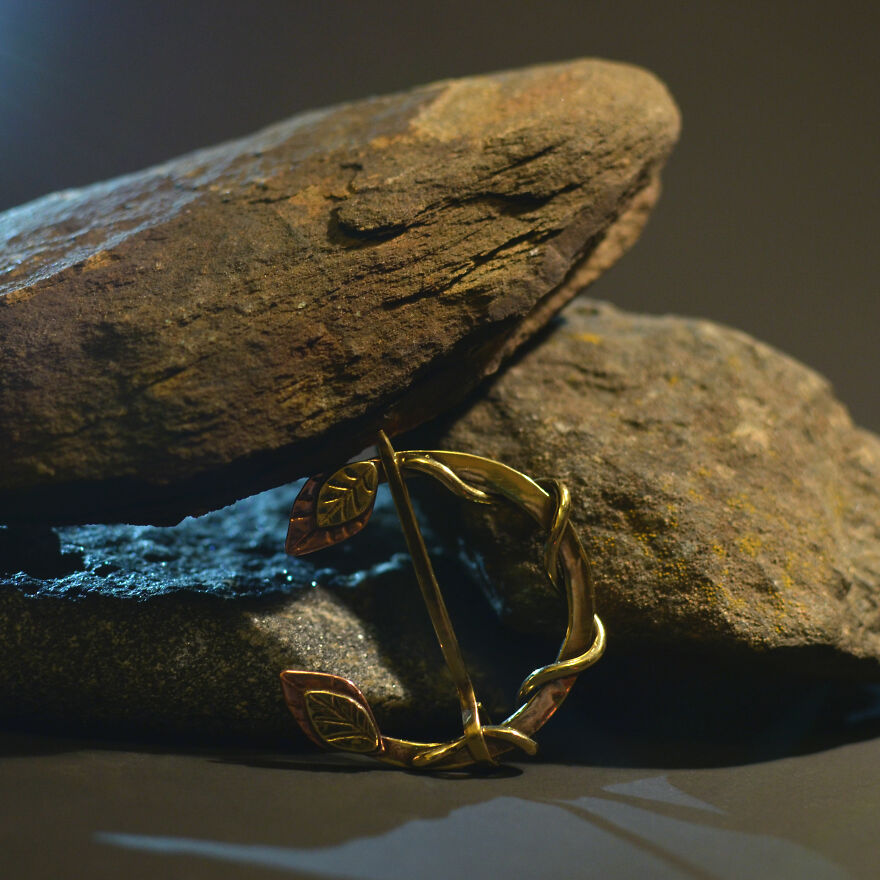 Snake Wrapped Brooch Made Of Brass And Copper