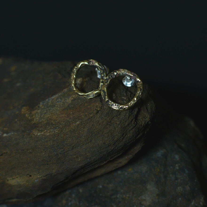 Small Round "Mountain" Earrings