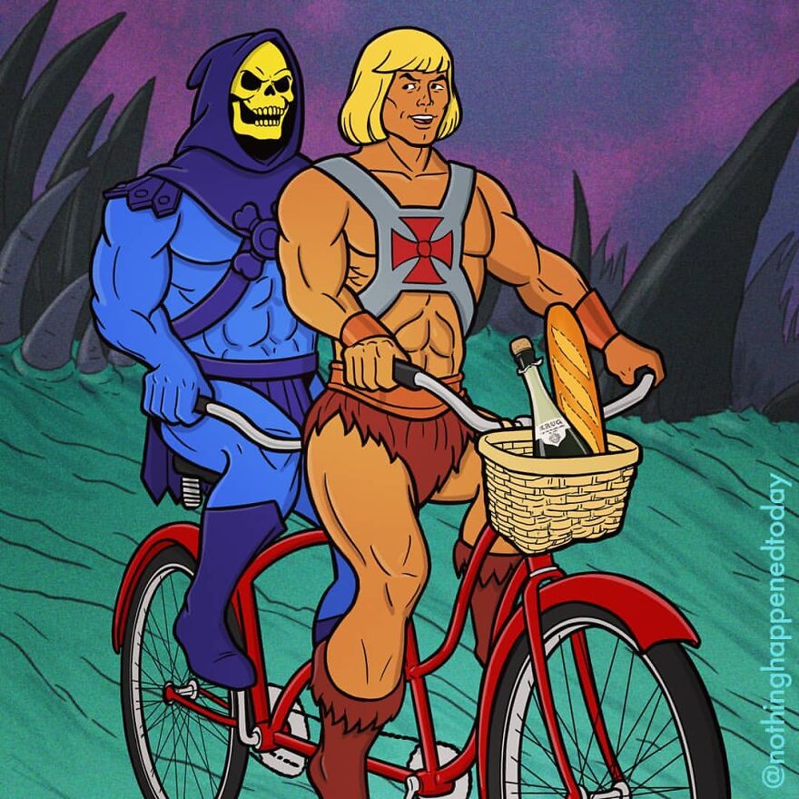 Artist Shows In 21 Images That Outside The 'Movie Set', He-Man And The Villain Skeletor Are True Friends