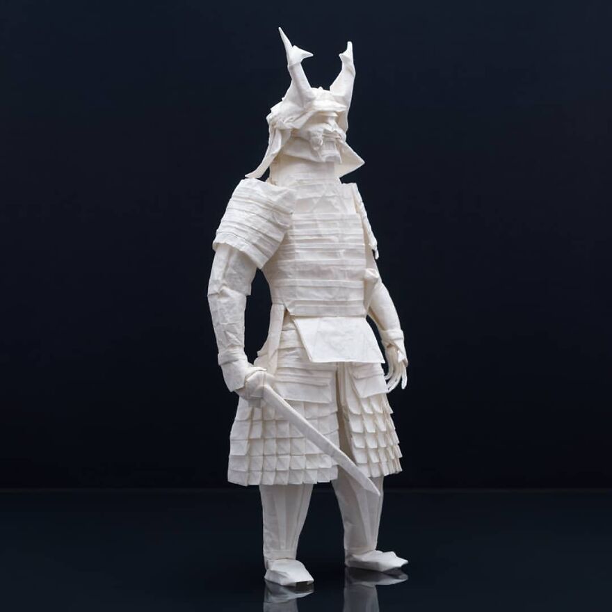 Artist Spent 3 Months Planning A Warrior Samurai That He Folded From A Single Sheet Of Paper (19 Pics) Artist Spent 3 Months Planning A Warrior Samurai That He Folded From A Single Sheet Of Paper (19 Pics)