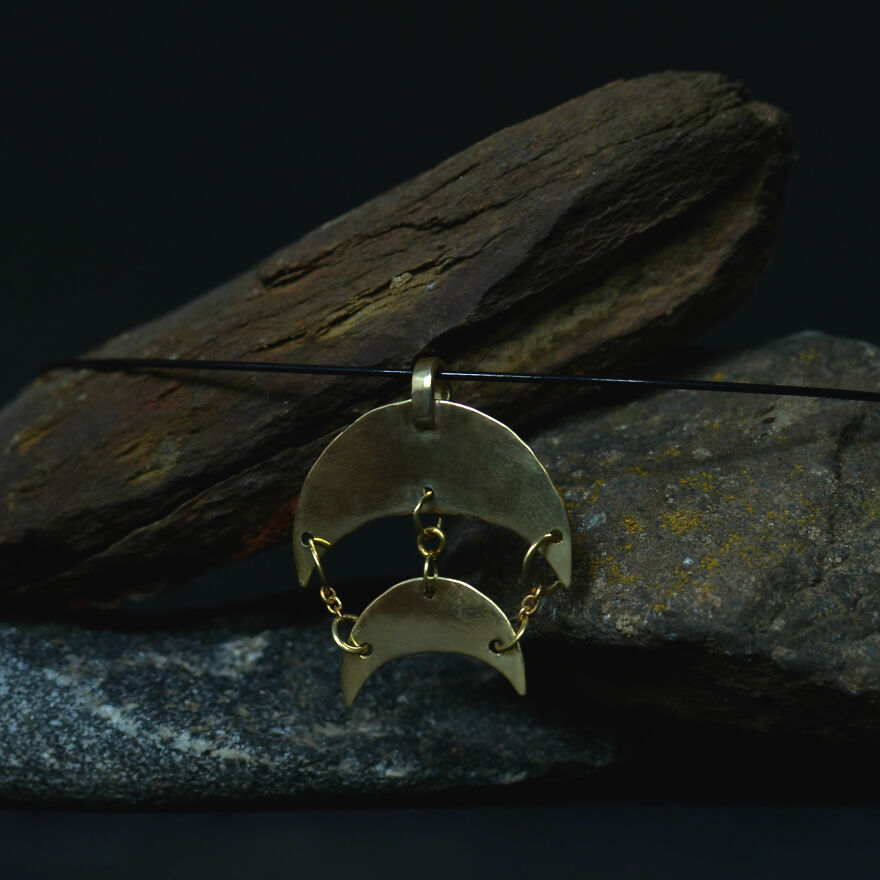 Brass Pendant "Two Moons"