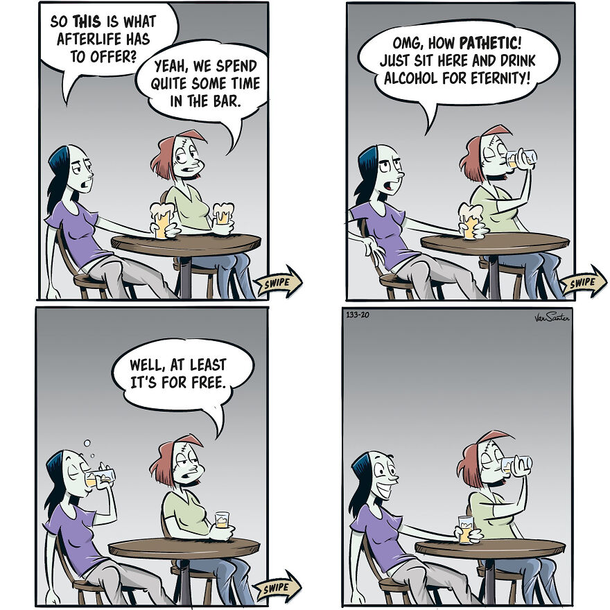 Artist Creates Funny Comics About A Girl's Afterlife