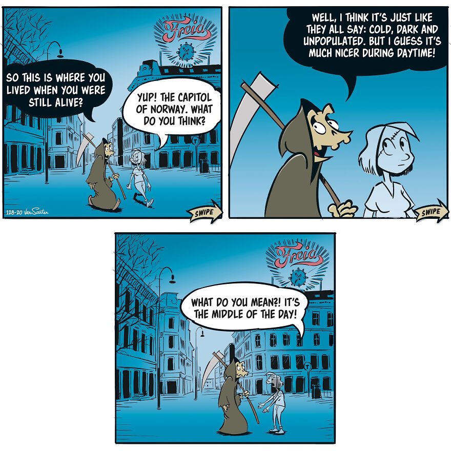 Artist Creates Funny Comics About A Girl's Afterlife