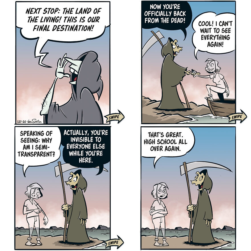 Artist Creates Funny Comics About A Girl's Afterlife