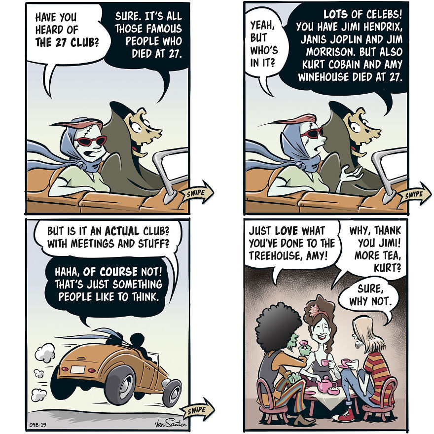 Artist Creates Funny Comics About A Girl's Afterlife