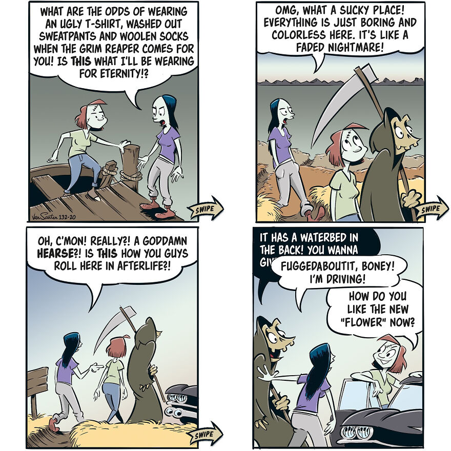 Artist Creates Funny Comics About A Girl's Afterlife