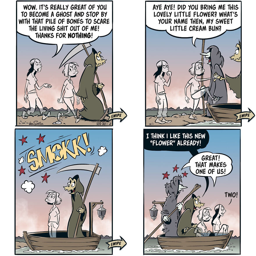 Artist Creates Funny Comics About A Girl's Afterlife