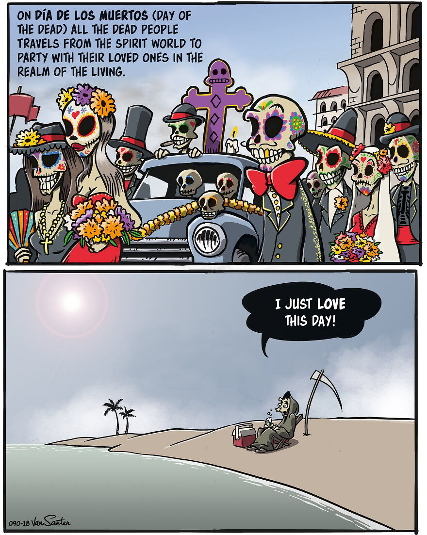 Artist Creates Funny Comics About A Girl's Afterlife