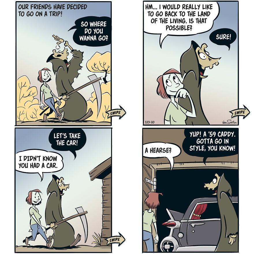 Artist Creates Funny Comics About A Girl's Afterlife